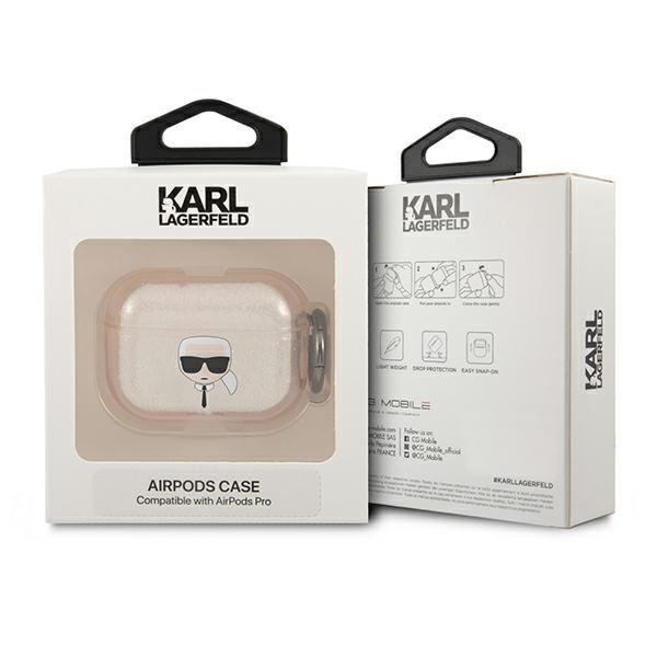 Karl Lagerfeld KLAPUKHGD Apple AirPods Pro cover gold Glitter Karl`s Head