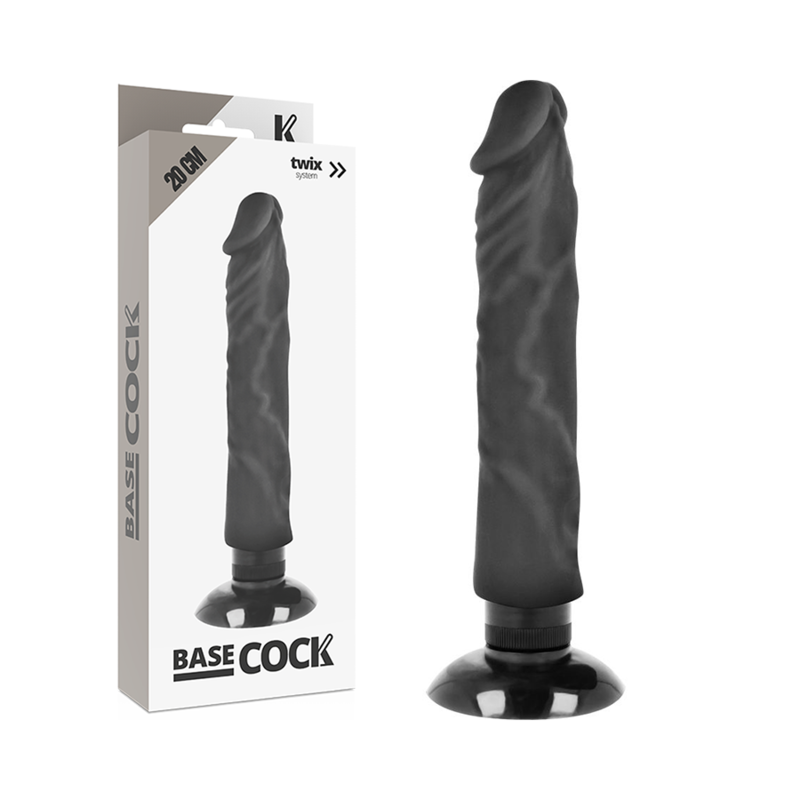 BASECOCK - REALISTIC VIBRATOR 2-1 BLACK 20 CM