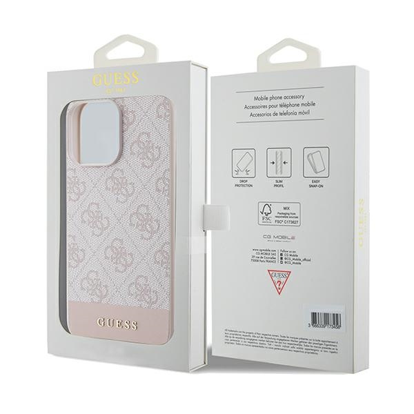 Guess GUHCP14LG4GLPI Apple iPhone 14 Pro hard case 4G Stripe Collection pink