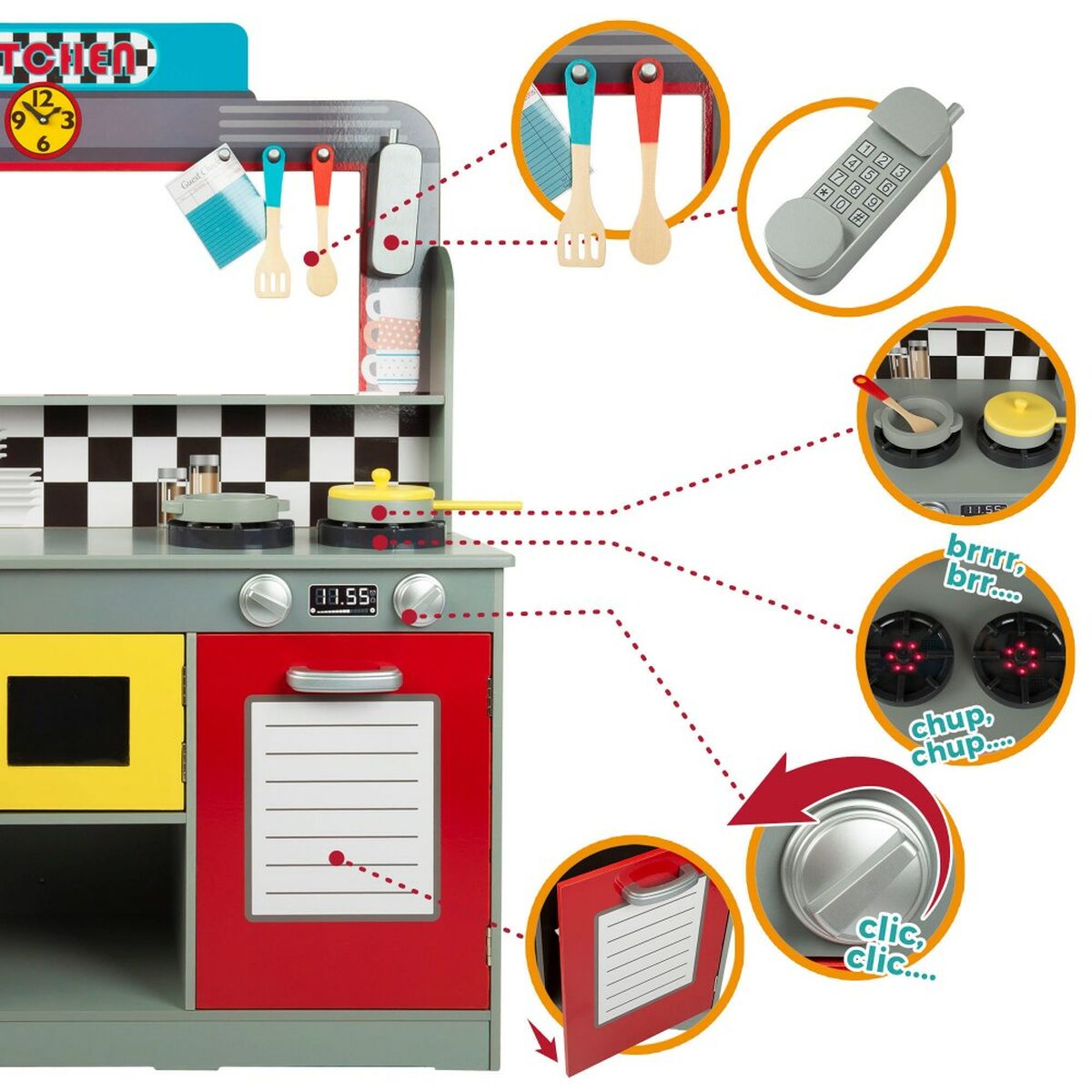 Toy kitchen Play & Learn Retro 90 x 104 x 58 cm