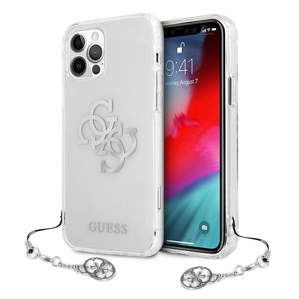 Guess GUHCP12LKS4GSI Apple iPhone 12 Pro Max Transparent hardcase 4G Silver Charms Collection