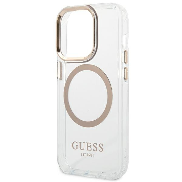 Guess GUHMP14XHTRMD Apple iPhone 14 Pro Max gold hard case Metal Outline Magsafe