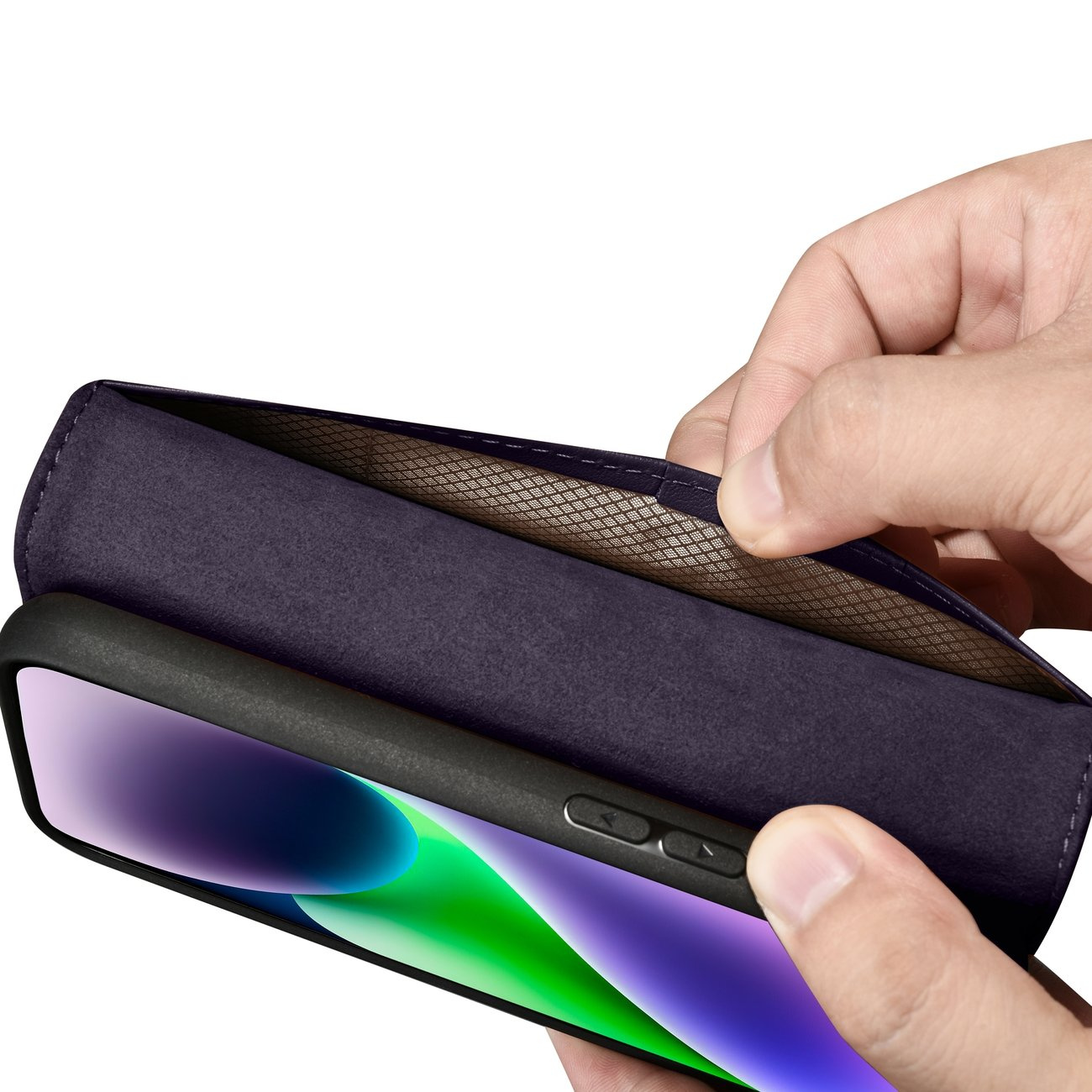 iCarer Wallet Anti-RFID 2in1 Apple iPhone 14 dark purple