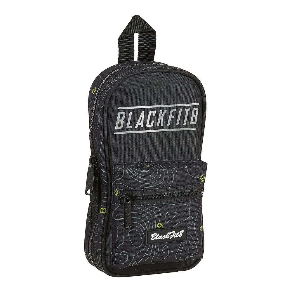 Piórnik w kształcie Plecaka BlackFit8 Topography Czarny Kolor Zielony (33 Części)