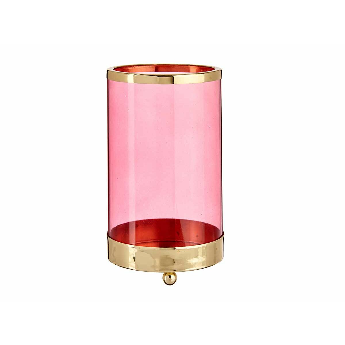 Kerzenschale Rosa Gold Zylinder 9,7 x 16,5 x 9,7 cm Metall Glas