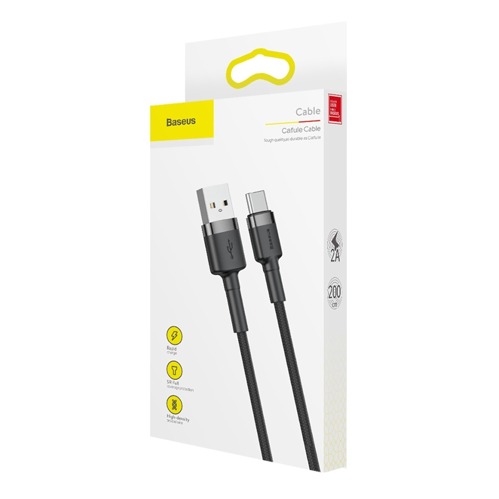 Baseus Cafule USB-A/USB-C Cable QC 3.0 2A 2M black-gray
