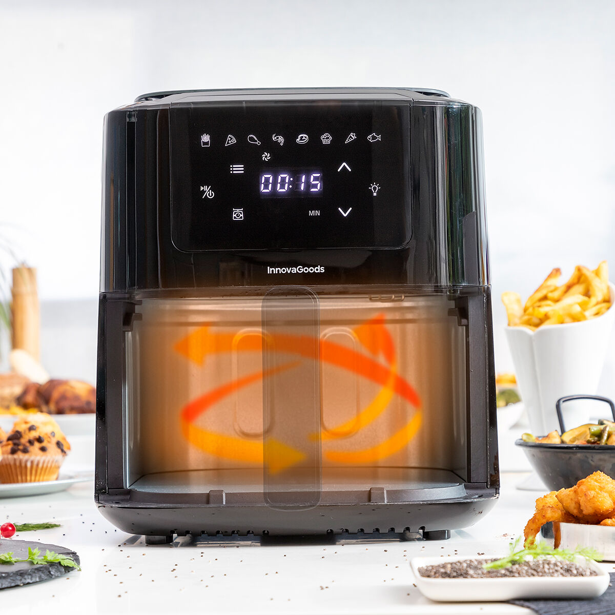 Oil-free Fryer with Weighing Scale InnovaGoods Fryinn Balance 5000 Black Stainless steel 1500 W 5 L Oil-free Fryer with Weighing Scale InnovaGoods Fryinn Balance 5000 Black Stainless steel 1500 W 5 L