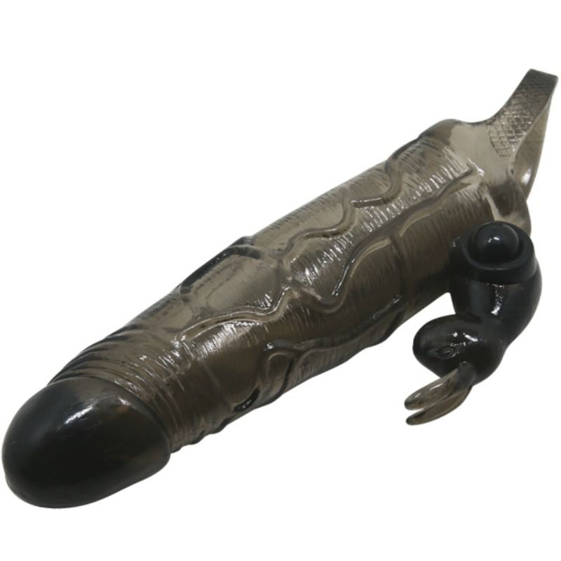 BRAVE MAN PENIS COVER WITH RABBIT  BLACK 16.5 CM