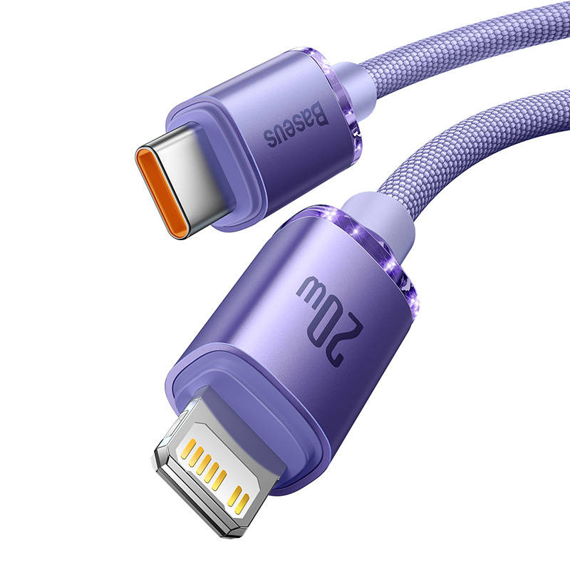USB-C do Lightning Baseus Crystal Cable, 20W, PD, 1.2m (purple)