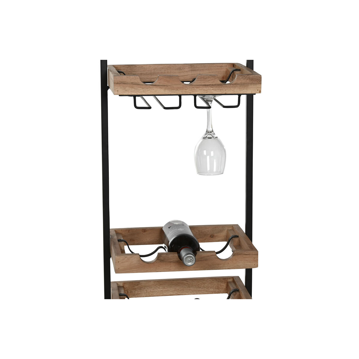 Bottle rack Home ESPRIT Black Natural 35 x 25 x 75 cm