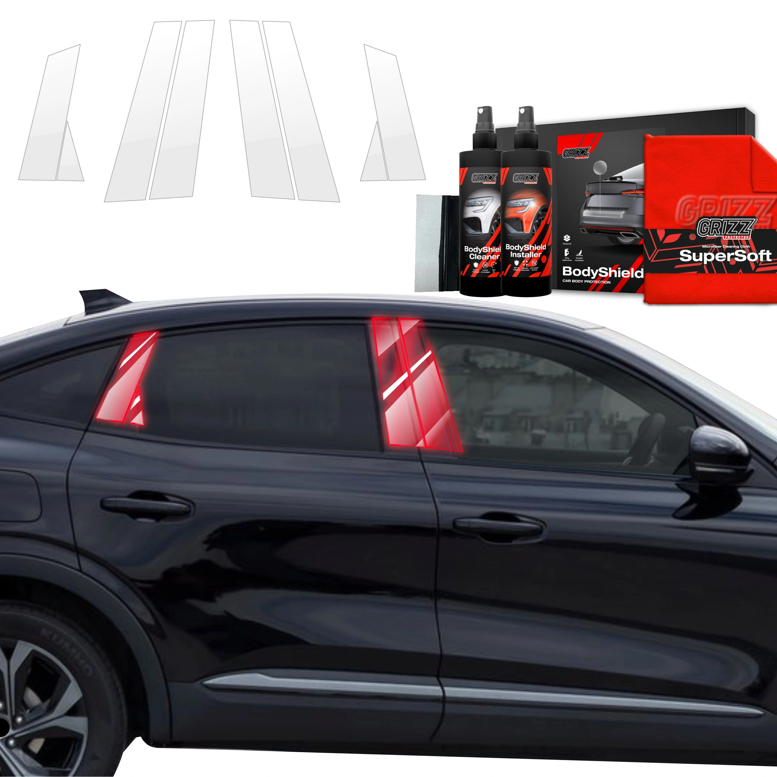Folia ochronna na słupki GrizzGlass BodyShield do Renault Arkana (2022-2025) [8w1]