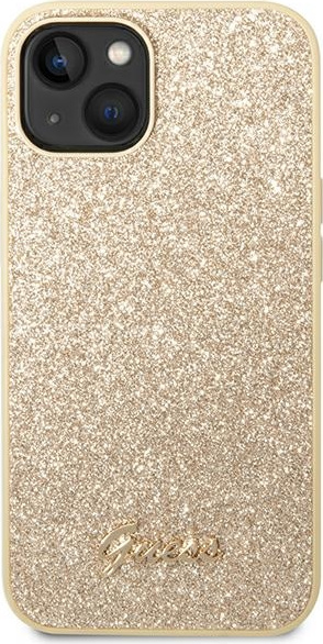 Guess GUHCP14SHGGSHD Apple iPhone 14 gold hard case Glitter Script