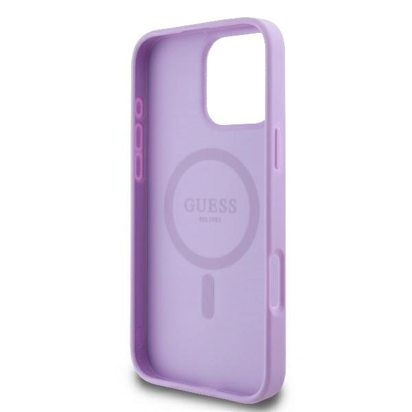 Case Guess GUHMP16XPSAPSMEU Apple iPhone 16 Pro Max hardcase Saffiano Peony Classic Logo MagSafe purple