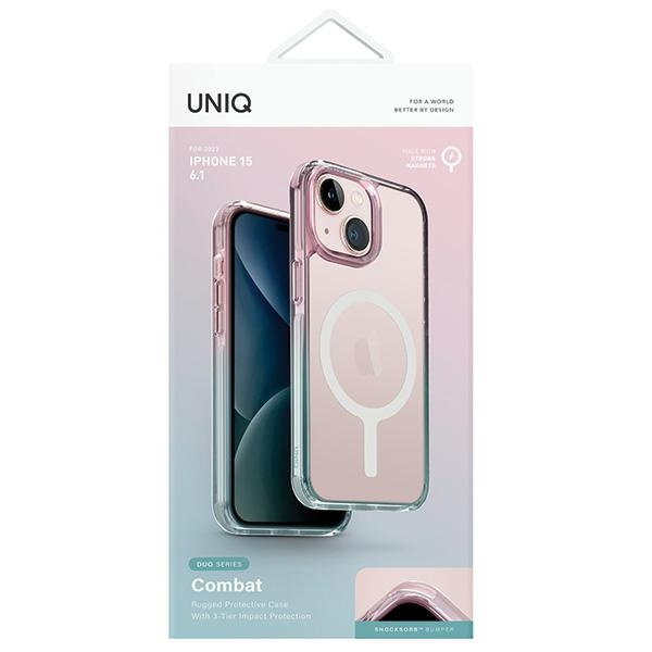 UNIQ Combat Duo Apple iPhone 15 MagClick Charging pastel sky blue-powder pink