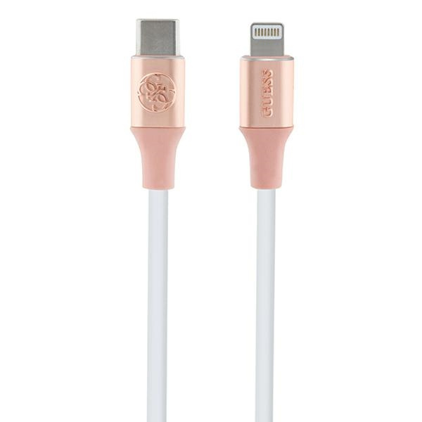 Guess GUCLLALRGDP cable USB-C / Lightning 1.5m Fast Charging Ebossed Logo pink