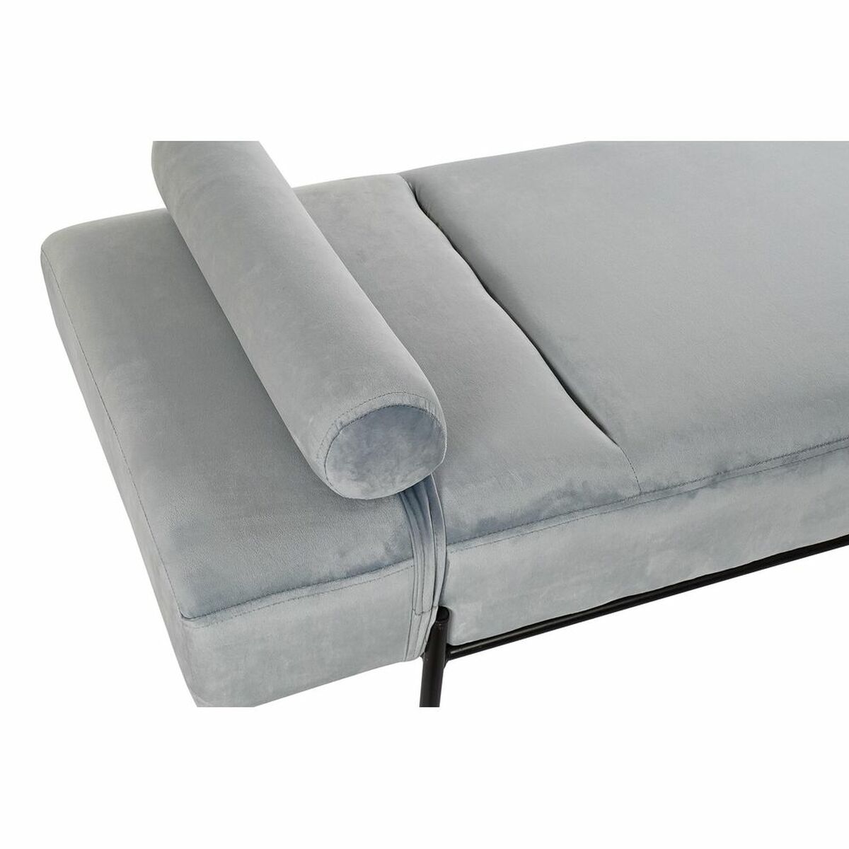 Chaise Longue Sofa DKD Home Decor Black Sky blue Metal Velvet Modern 140 x 59 x 42 cm