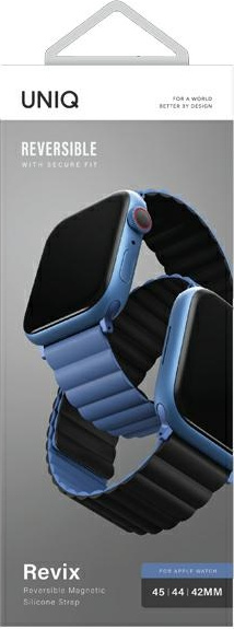 UNIQ Revix strap Apple Watch 4/5/6/7/SE/8/9/Ultra 44/45/49mm Reversible Magnetic black-blue