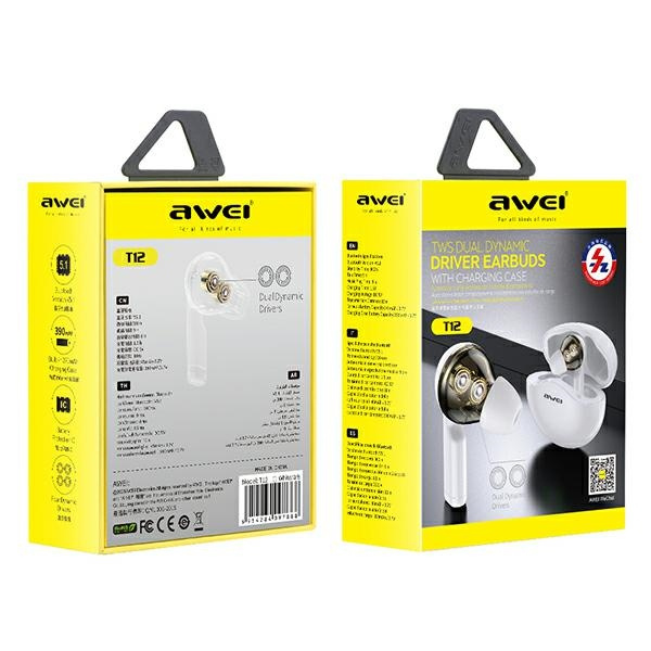 AWEI earphones Bluetooth T12 TWS white