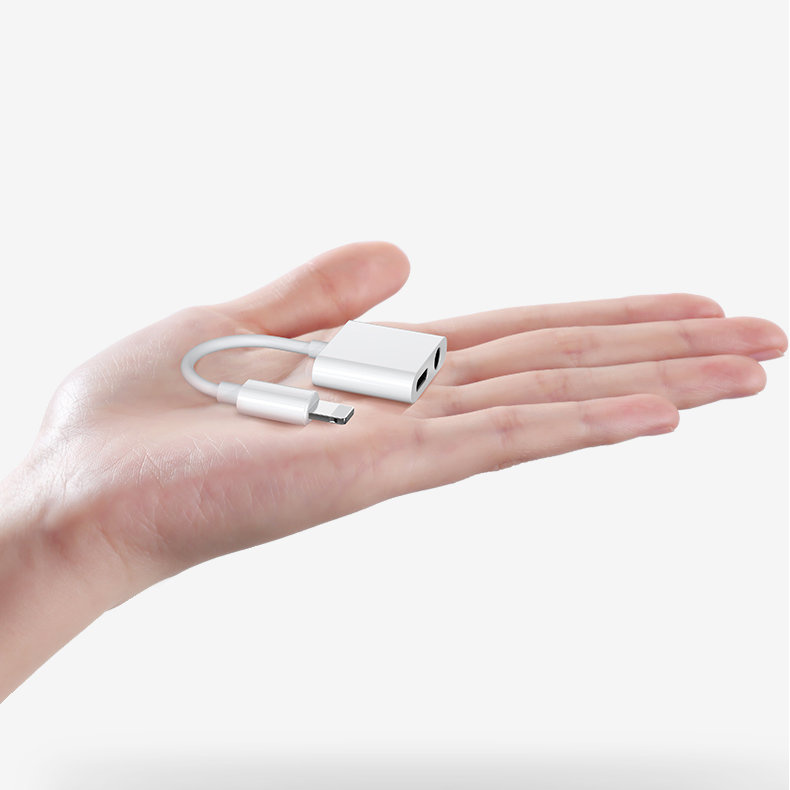 Joyroom Lightning - 2x Lightning headphone adapter audio and charging white (S-Y104)