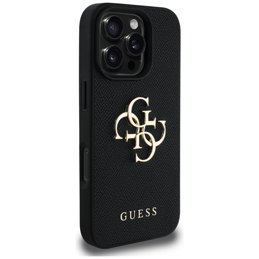 Guess Grained Big 4G Logo Small Classic Logo Apple iPhone 16 Pro black