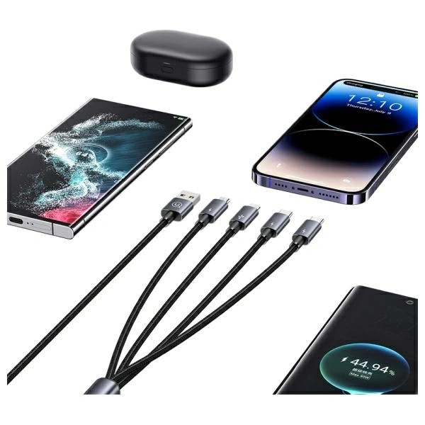 USAMS USB-A / 2xUSB-C, Lightning, MicroUSB cable 15W 1.2m Aluminum Alloy Data Cable Sufeng Series