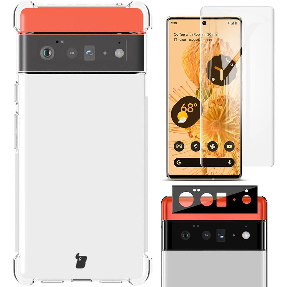 Bizon Case Clear Pack case + 2x screen film + lens protector Google Pixel 6 Pro clear
