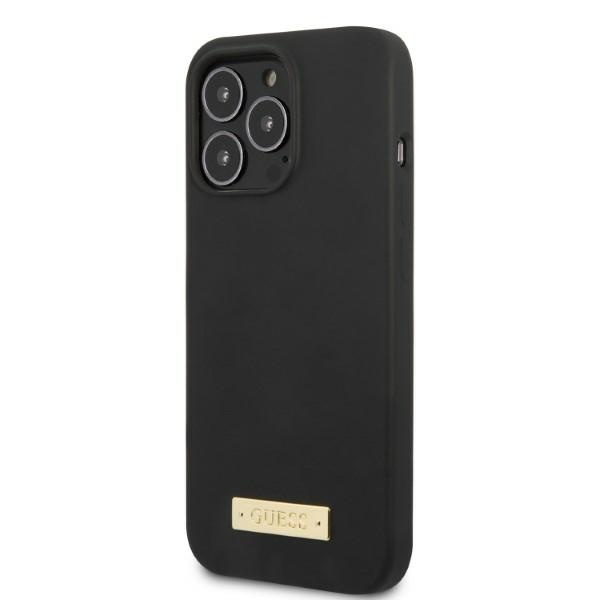 Guess GUHMP13XSPLK Apple iPhone 13 Pro Max black hard case Silicone Logo Plate MagSafe