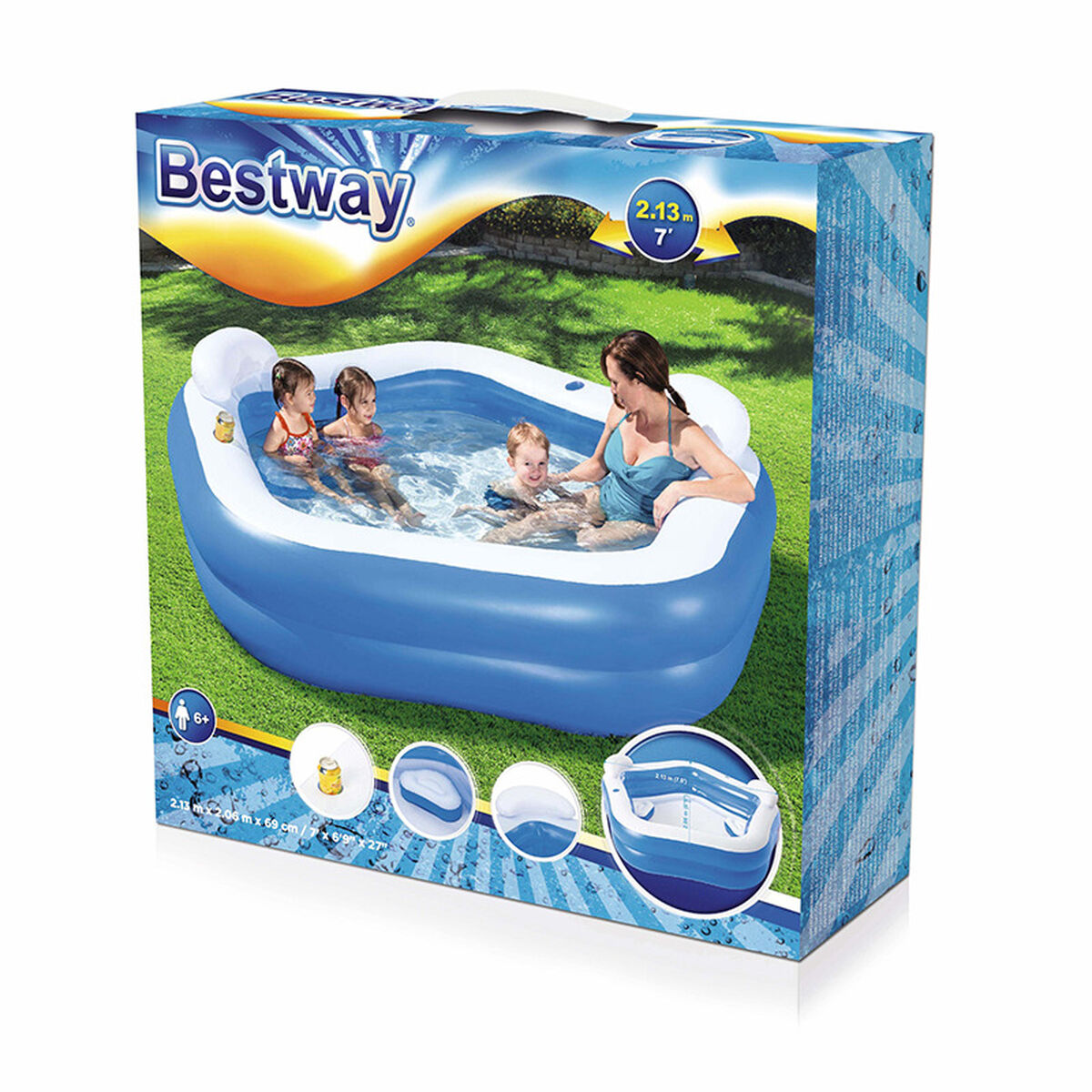 Inflatable Paddling Pool for Children Bestway Multicolour 213 x 206 x 69 cm Inflatable Paddling Pool for Children Bestway Multicolour 213 x 206 x 69 cm