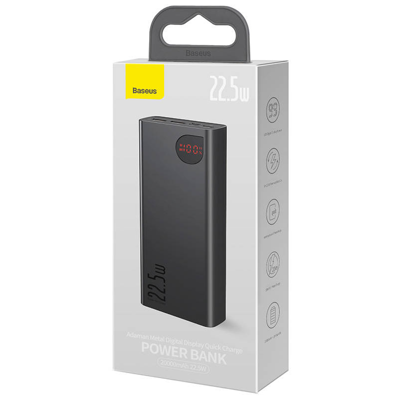 Powerbank Baseus Adaman Metal, 20000mAh, 22.5W (czarny)