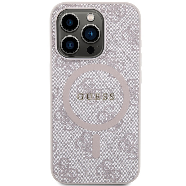 Guess GUHMP15LG4GFRP Apple iPhone 15 Pro hardcase 4G Collection Leather Metal Logo MagSafe pink