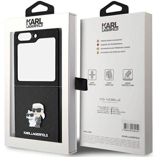 Karl Lagerfeld KLHCZF5SAKCNPK Samsung Galaxy Z Flip5 hardcase Saffiano Karl&Choupette Pin black