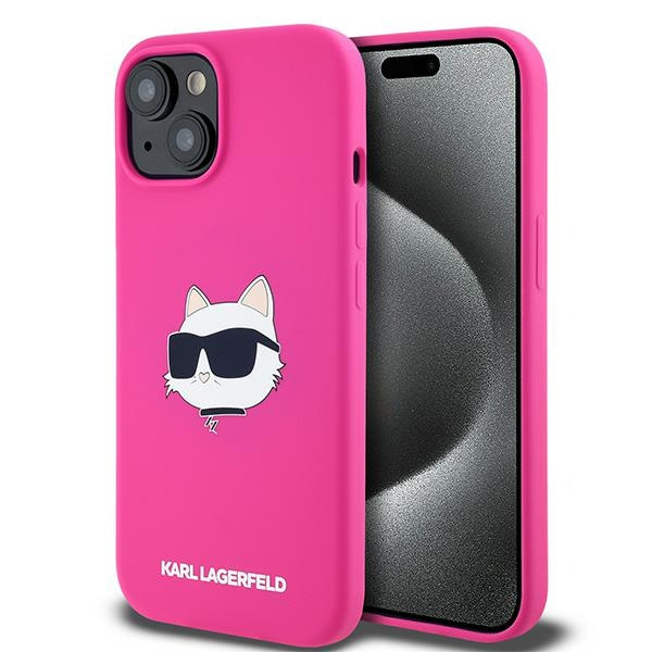 Karl Lagerfeld KLHMP15MSCHPPLF Apple iPhone 15 Plus / 14 Plus hardcase Silicone Choupette Head MagSafe fuschia