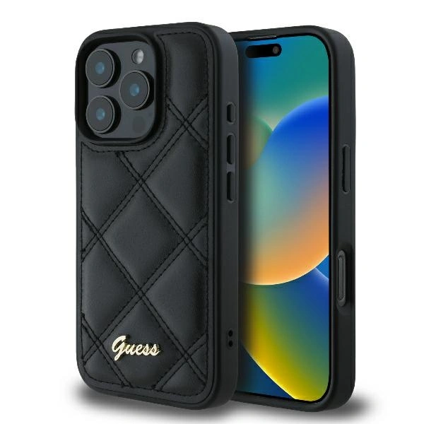 Case Guess GUHCP16LPSQSQSK Apple iPhone 16 Pro hardcase Quilted Metal Logo black