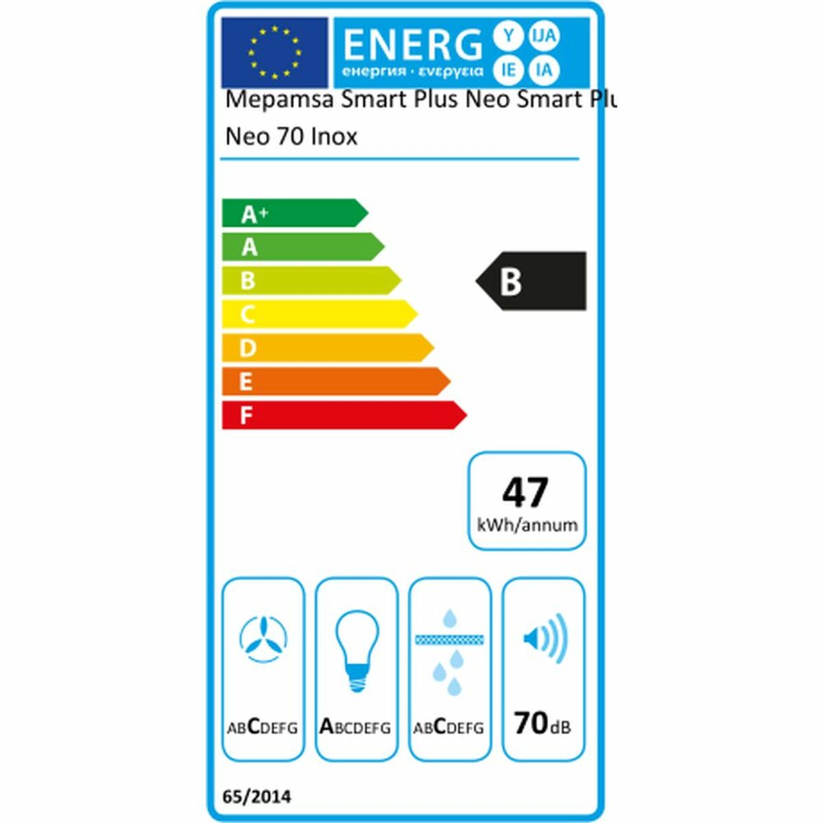 Conventional Hood Mepamsa SMART PLUS NEO 580 m3/h 70 cm 70 dB White