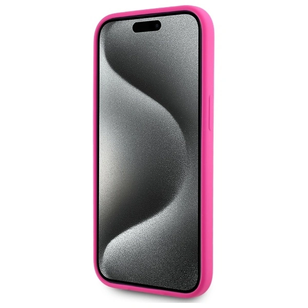 Karl Lagerfeld KLHMP15SSKHPPLF Apple iPhone 15 hardcase Silicone Karl Head Print MagSafe fuschia