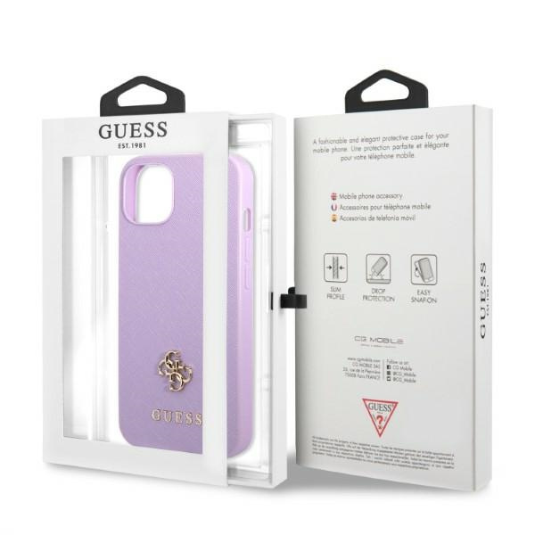 Guess GUHCP13SPS4MU Apple iPhone 13 mini purple hardcase Saffiano 4G Small Metal Logo