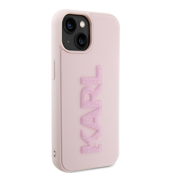 Karl Lagerfeld KLHCP15S3DMBKCP Apple iPhone 15 hardcase 3D Rubber Glitter Logo pink
