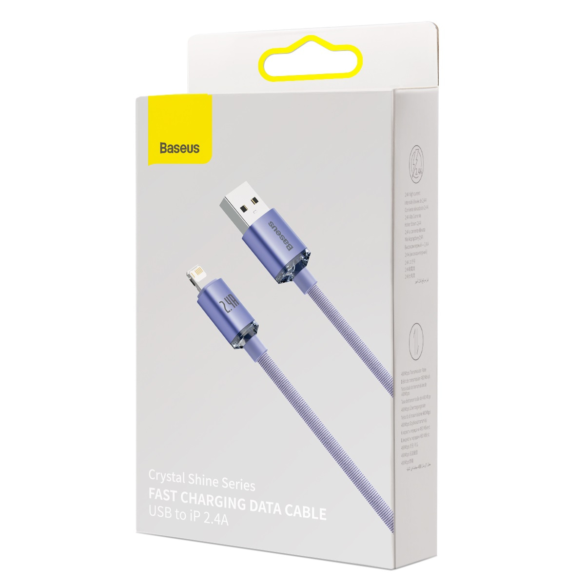 USB do Lightning Baseus Crystal Cable, 2.4A, 2m (purple)