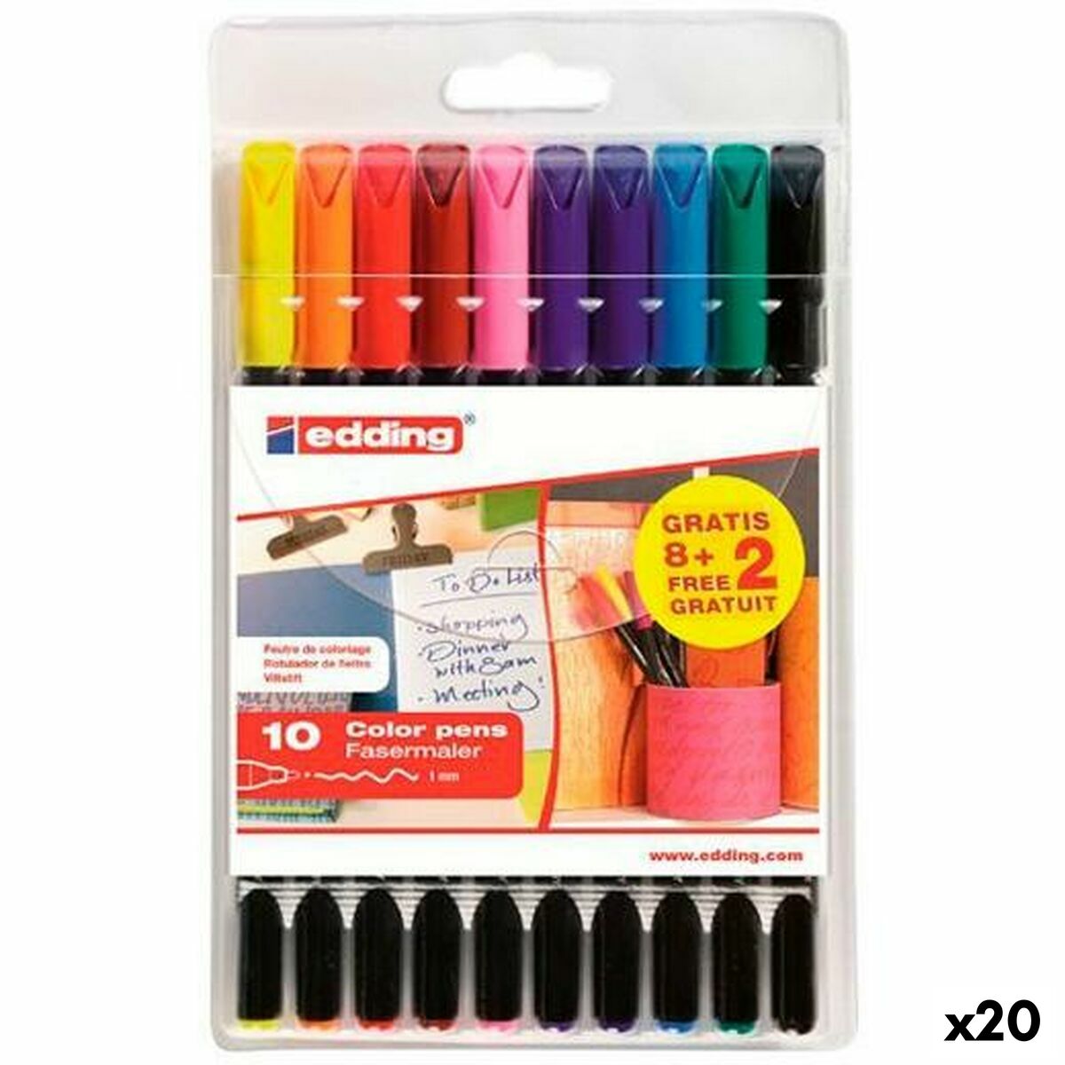 Set of Felt Tip Pens Edding 1200 Case 20 Units