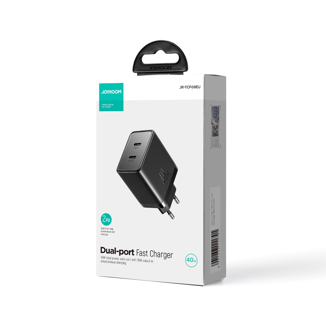 Joyroom wall charger JR-TCF09 2xUSB-C 40W black
