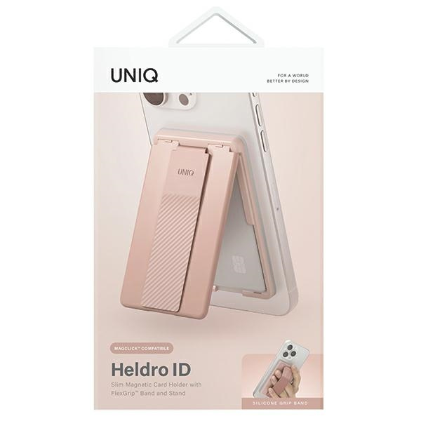 UNIQ Heldro ID magnetic wallet with stand and strap blush pink