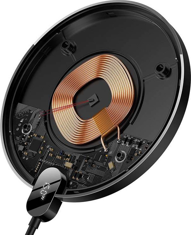 Inductive wireless charger Baseus Digital LED 15W (black)