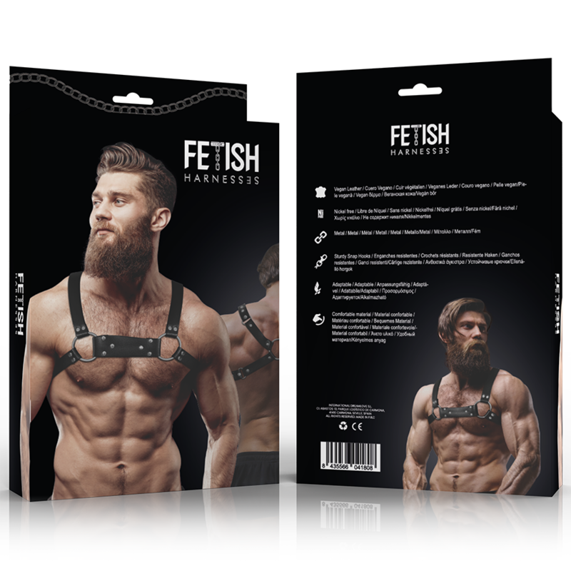 FETISH SUBMISSIVE ATTITUDE - MEN&#39;S ECO-LEATHER BULLDOG CHEST HARNESS SIZE M/L