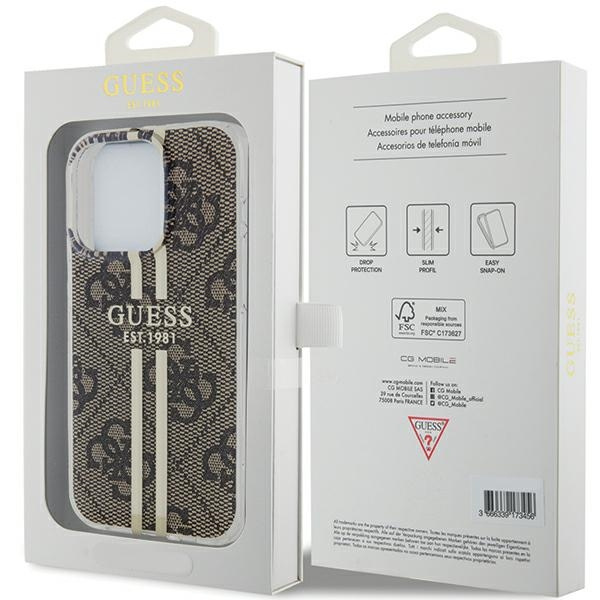Guess GUHCP15LH4PSEGW Apple iPhone 15 Pro hardcase IML 4G Gold Stripe brown
