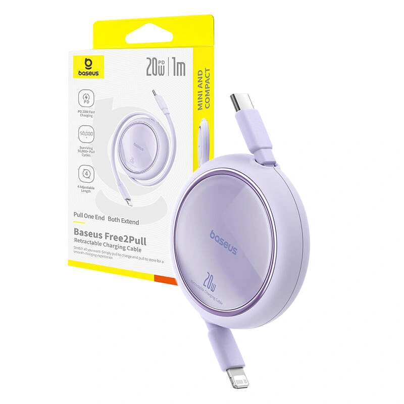 Baseus Free2Pull USB-C / Lightning cable 20W 1m (purple)