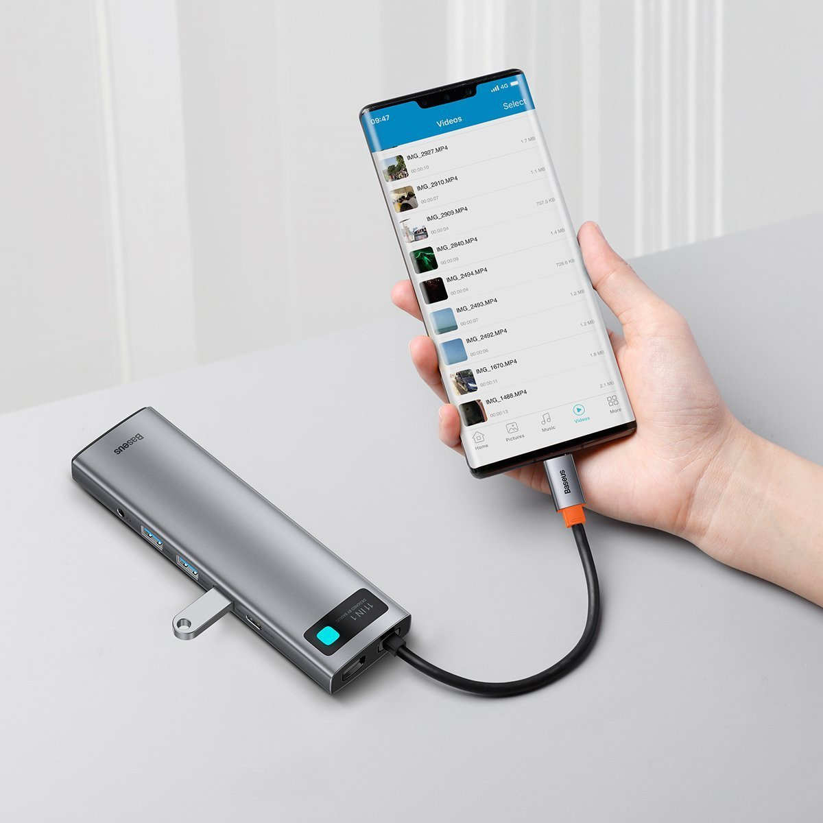 Hub 11in1 Baseus Metal Gleam Series, USB-C to 3x USB 3.0 + 2x HDMI + USB-C PD + Ethernet RJ45 + microSD/SD + VGA + AUX