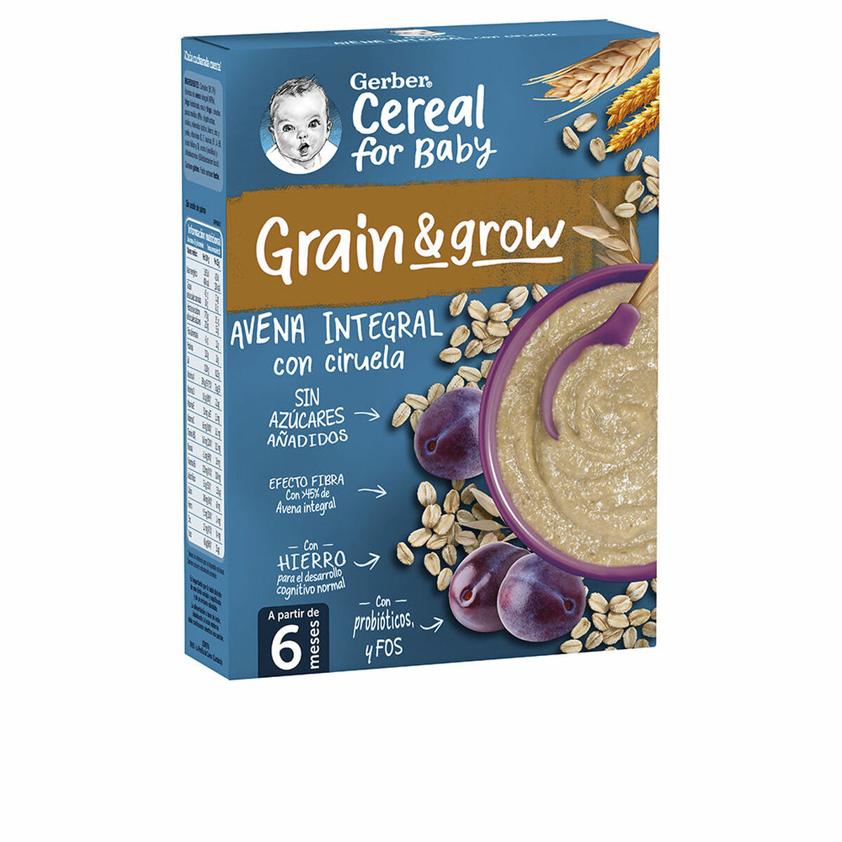 Purée for babies Nestlé Gerber Grain & Grow Plum Oatmeal 250 g