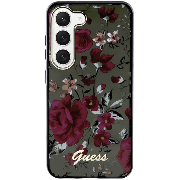 Guess GUHCS23SHCFWSA Samsung Galaxy S23 khaki hardcase Flower Collection