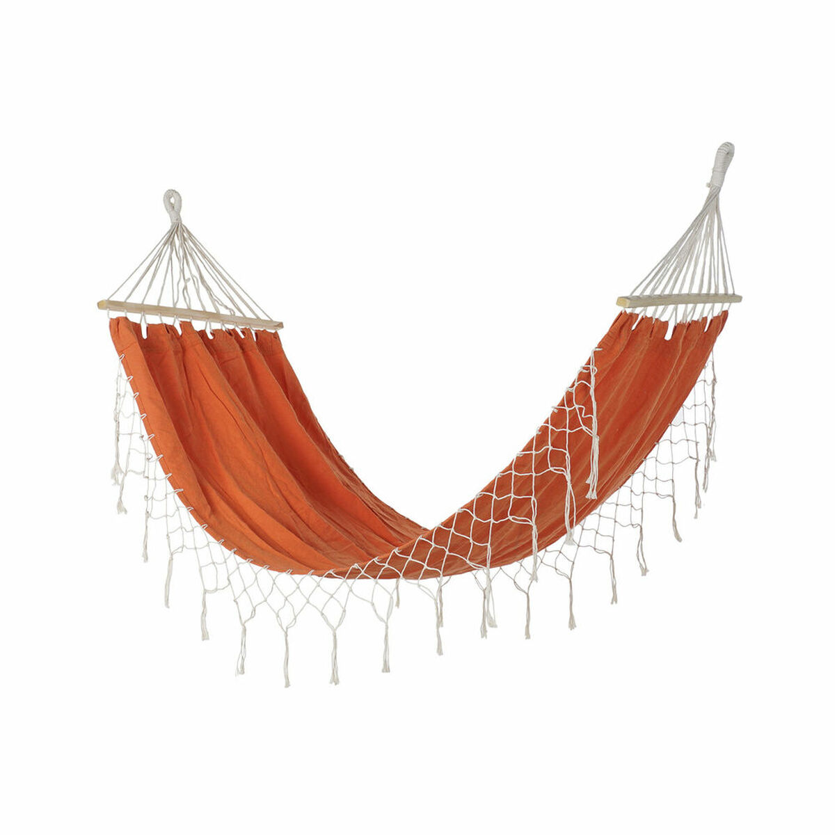 Hammock DKD Home Decor Orange Polyester Cotton Pinewood Fringe (255 x 80 x 28 cm)