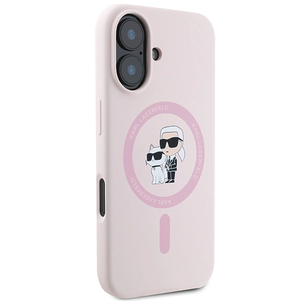 Karl Lagerfeld KLHMP16MSCMKCRHP Apple iPhone 16 Plus hardcase Silicone Karl&Choupette Ring MagSafe pink